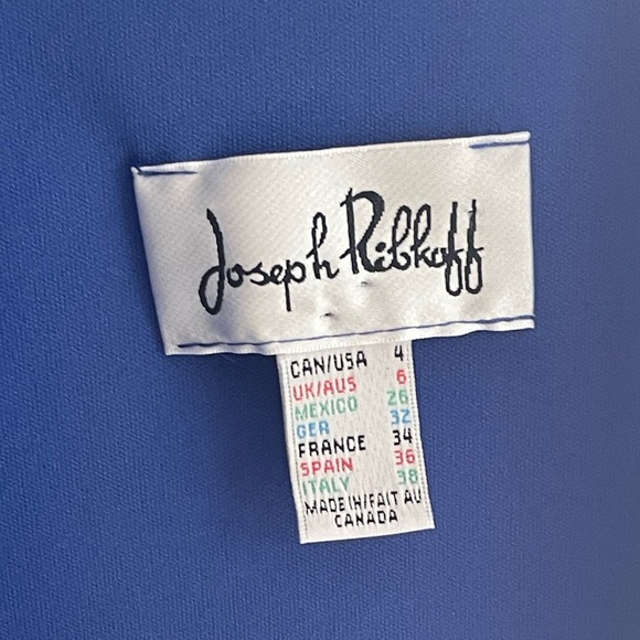 Joseph Ribkoff Royal Blue Faux Wrap Zipper Detail Elegant Blue Wrap Dress Sz 4 - Picture 6 of 10